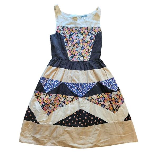 Anthropologie Leifnotes Dress Women's 4 Multicolor Patchwork Quilt Retro Cottage - Picture 1 of 6